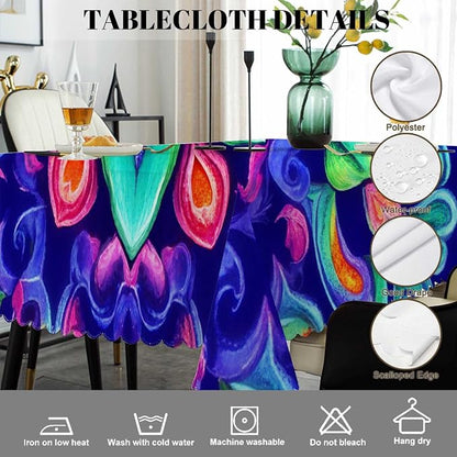 Swono Tablecloth 52"X70" Mandala Blue, Watercolor Mandala Floral Pattern Rectangle Table Cover Anti-Oil Tablecloth for Dining Tables, Parties, Wedding and Banquet Decoration