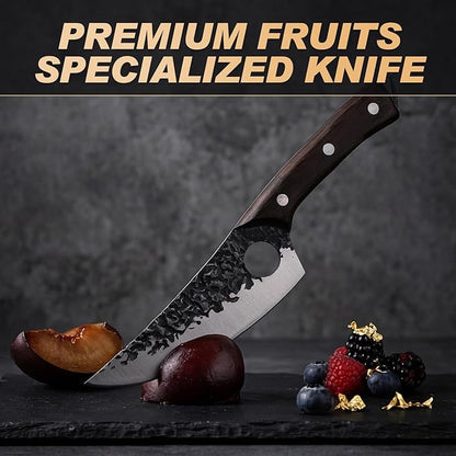 Butcher Knife Set 3PCS, Hand Forged Serbian Chef Knife & Meat Cleaver & Viking Knife, Food Cutting Kitchen Knife for Home, Outdoor Cooking, Camping BBQ Gift for Men