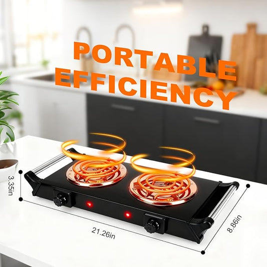 Electric Charcoal Burner Stove, 500W Single Coil Hot Plate Starter with Grill Tongs, 5-Level Temp, Smart Heat Control & Stainless Steel Fast Heating for Cooking top Countertop (4271Black)