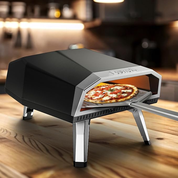 ECOWELL 12 inch Gas Pizza Oven Outdoor Propane, Portable Pizza Oven | with Pizza Stone, Stainless Steel Pizza Oven Indoor & Outdoor for Camping Backyard, Ignition Built-in, 12 min Fast Heating
