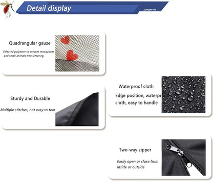 Mosquito Netting For 13/14/15FT Patio Umbrella Double-Sided, Screen Walls Zipper Double Door Black