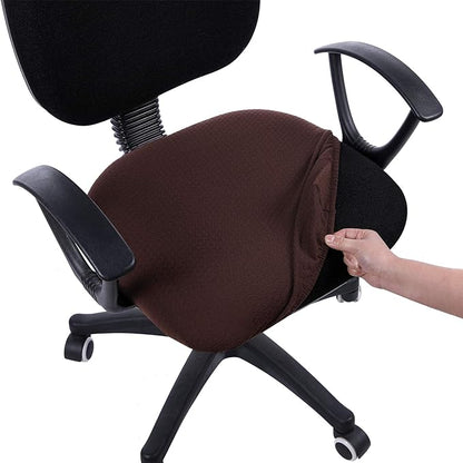 Smiry Office Computer Chair Seat Covers for Desk, Anti-dust Protector | Stretch Jacquard Removable Washable Desk Chair Seat Cushion Protectors, Chocolate