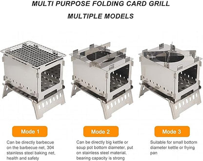 Portable Charcoal Grill for Camping BBQ Grill Outdoor Barbecue Grill Stainless Steel BBQ Rack for Camping Hiking Picnic Cooking Tool Portable Grill Charcoal Grills BBQ,A-1