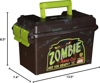 MTM AC50Z Ammo Can, 50-Caliber, Heavy-Duty Dual Latching System, Rugged Polypropylene Plastic, O-Ring Seal System, Water Resistant, Bulk Ammo Storage, USA Made, Zombie