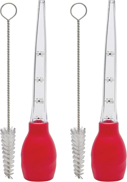 HIC Kitchen Roasting Stand-Up Turkey Baster, Heat-Resistant Silicone Bulb With Plastic Tube, 1-Ounce Capacity, Set of 2