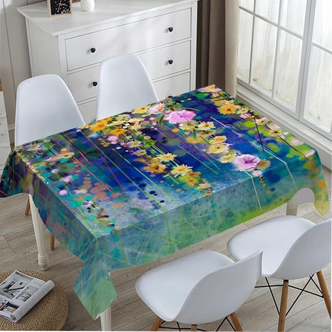 TKS MITLAN Colorful Spring Tablecloth 60x84 Inch Rectangular Flower Vines Vibrant Oblong Table Cloth Kitchen Table Decorations for Home Dinner Party