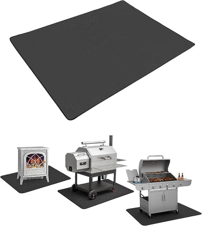 UNCO- Large Under Grill Mats for Outdoor Grill, 76" x 48", Black Double-Sided, Fireproof, Reusable, Portable, 3 Layers, Waterproof & Easy to Clean, Grill Matt for Outdoor Grill Deck Protector