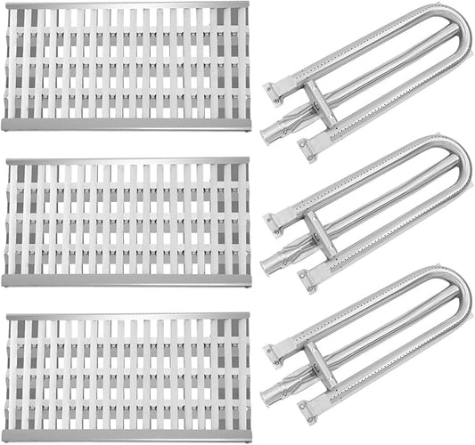 Stainless Steel Grill Heat Plates Heat Shield Grill Burners for DCS Grill Parts 27DBQR, BGA36-BQARL/BQARN, BGA48-BQARL/BQARN, Ceramic Rod Complete Radiant Tray BBQ Gas Grill Replacement Parts