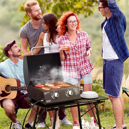 Portable Charcoal Grill with Piezo Ignition & Thermometer – Compact 21.75" Foldable BBQ Grill for Camping, Lightweight Smoker Box with Cool-Touch Handles & Removable Ashtray