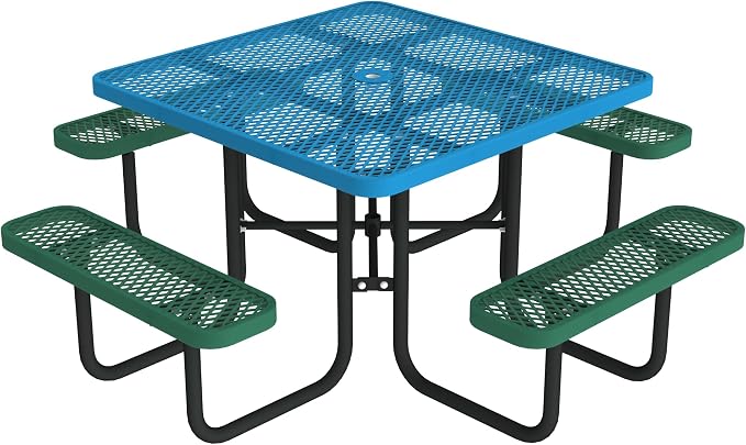 Norwood Commercial Furniture Open Air Series Heavy Duty Portable Square Surface Mount, 46-Inch Outdoor Picnic Table