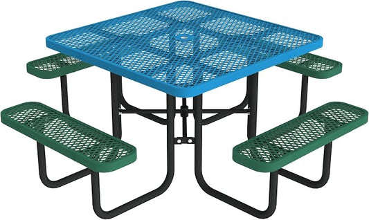 Norwood Commercial Furniture Open Air Series Heavy Duty Portable Square Surface Mount, 46-Inch Outdoor Picnic Table