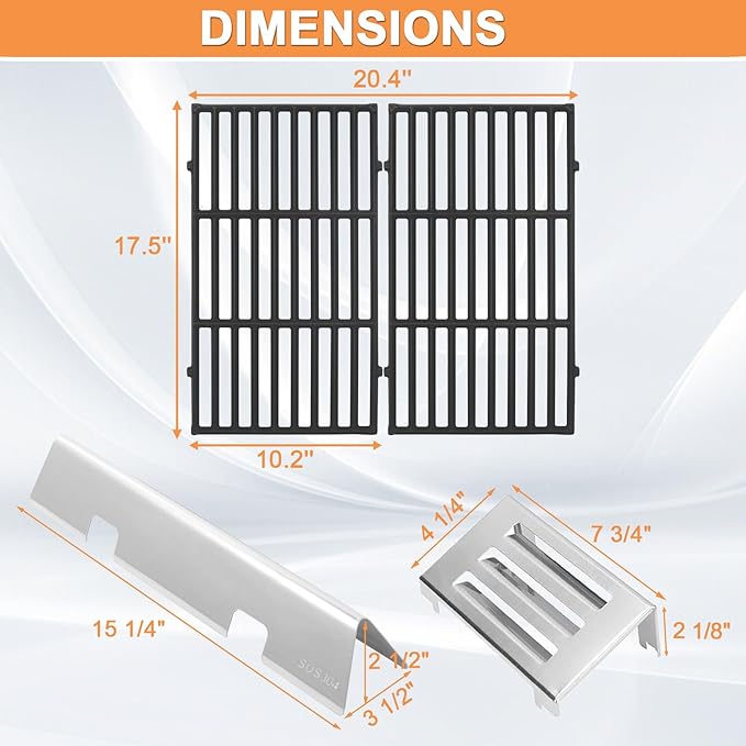 Spirit 2 Grill Parts for Weber GS4 Spirit II 200 SER Replacement Parts for Weber Spirit II Accessories Webber Flavorizer Bars/Flame Covers 7635 67045 3400301, 67060 Heat Deflector & 7637 7849 Grates