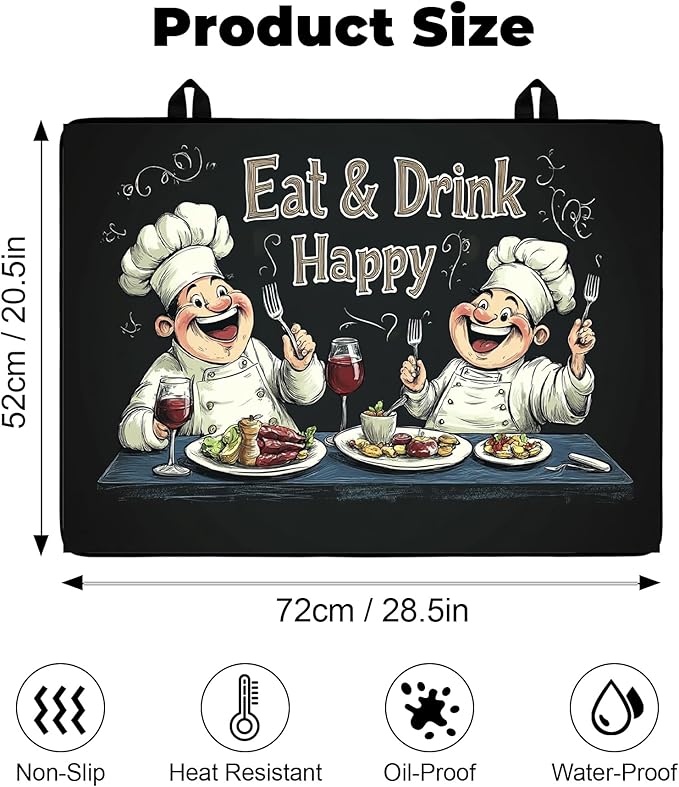 Heat-Resistant Glass Stove Top Cover with Anti-Slip Rubber Coating – Electric Stove Protector, Scratch-Resistant, Counter Space Decor Mat (Chef, 28.5"L x 20.5"W)