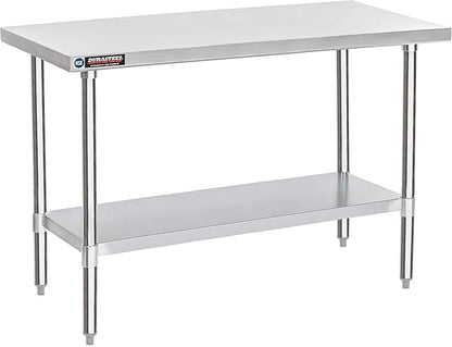 DuraSteel 24x60 Stainless Steel Work Table - NSF Commercial Prep Metal Table w/Adjustable Under Shelf - Kitchen Outdoor Pizza Oven Stand, Garage Workbench, Laundry Utility Worktable - 350 lb Capacity