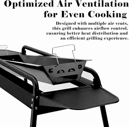 Cuisiland Heavy Duty Portable Steel Movable Charcoal BBQ Grill, Charcoal Smokers Type outdoor steel Barbecue Grill,