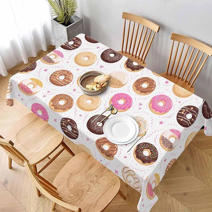 TKS MITLAN Donuts Tablecloth 60x84 Inch Rectangular Sweet Food Heart Shape Dots Chocolate Sauce Dessert Oblong Table Cloth Kitchen Table Decorations for Home Dinner Party