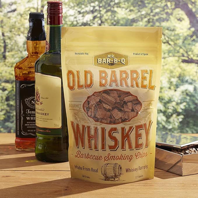 Mr. Bar-B-Q 05042BC Whiskey Smoking Chips | Old Oak Barrel Wood Smoker Chips | Made from Genuine Whiskey Barrels | Gourmet Flavor | 12.7 Ounces