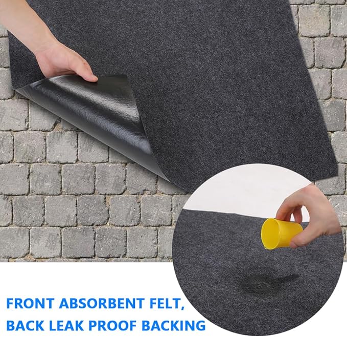 Gas Grill Mat，48" x 48" Premium BBQ Mat—Protects Decks and Patios from Grease Splashes,Soft Absorbent Material-Contains Grill Splatter，Anti-Slip and Waterproof Backing，Washable