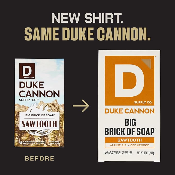 Duke Cannon Sawtooth Big Brick of Soap 4-Pack, 10 oz Each – Alpine Air & Cedarwood Scent, Large Triple-Milled Bar Soap for Men, Long-Lasting & Moisturizing