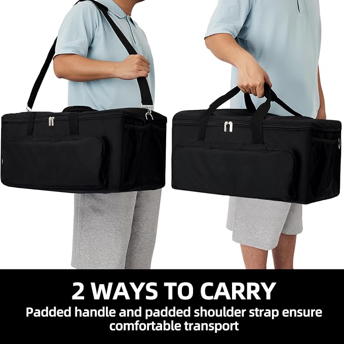 Grill Carry Bag for Megamaster Tabletop Grill 820-0065C, Padded, Bag Only | 3mm Padded, Storage Pockets for Propane Tanks & BBQ Tools, Padded Reinforced Handle & Straps, Carrying Case for Camping