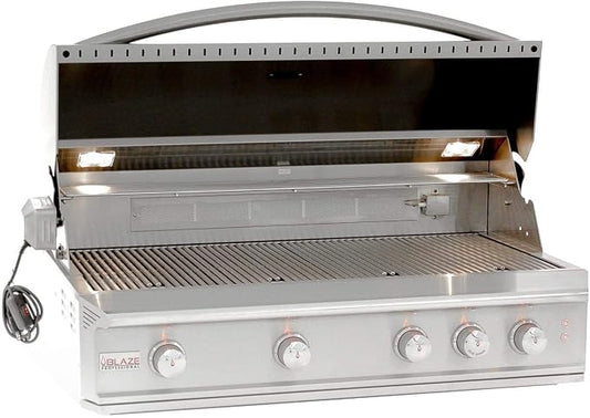 Blaze Outdoor Grill | 44-inch Stainless Steel Propane BBQ Grill | Built-In 4 Burner Barbecue | Professional Outdoor Grilling | Rear Infrared Burner & Grill Lights | BLZ-4PRO-LP