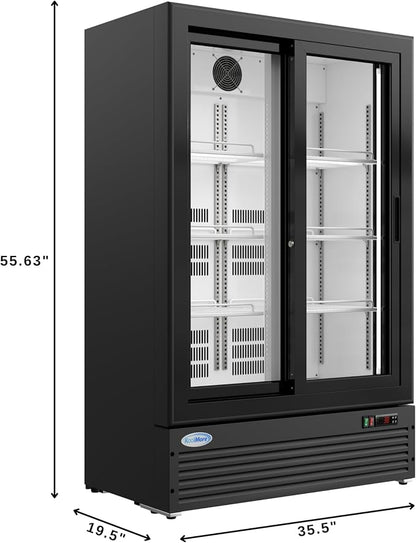 KoolMore 35 in. Retail Display Refrigerator, 10 Cu. Ft. Low Height Merchandiser Cooler, Aisle End Grab-and-Go Beverage Display Fridge for Convenience Stores, Supermarkets & Checkout, Black