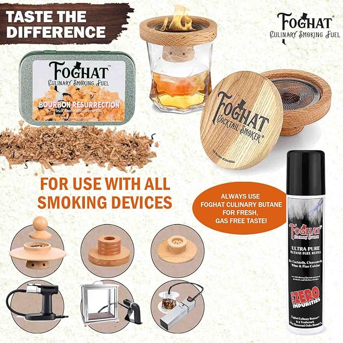 Cocktail Smoker Wood Chips - 4oz Bourbon Resurrection Shavings for Smoker, Whiskey & Drink Infuser Kit - Culinary Wood Smoking Chips for Hand Held Food Smoke Gun & Bourbon Drink Glass Smokers