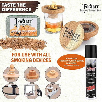 Cocktail Smoker Wood Chips - 4oz Bourbon Resurrection Shavings for Smoker, Whiskey & Drink Infuser Kit - Culinary Wood Smoking Chips for Hand Held Food Smoke Gun & Bourbon Drink Glass Smokers