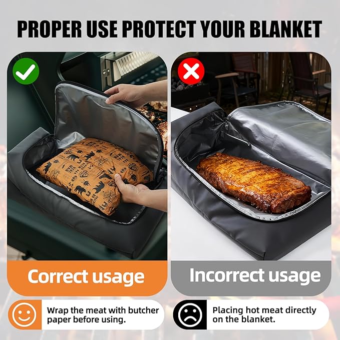 270° Opening BBQ Blanket for Resting Meat, Insulated Leak-Proof Meat Resting Bag for Brisket Turkey Pork, Smoker Accessories for Camping Kitchen Party, Anniversary Birthday Gift for Men Dad Husband