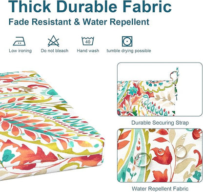 DYTXIII Set of 4 Outdoor Chair Cushions, Water Resistant 18.5"x16"x2" Square Seat Cushion for Patio Dining Chairs, High-Density Replacement Pads for Indoor Outdoor Furniture - Pretty Paisley