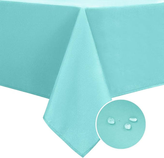 DWCN Square Tablecloth - 54 x 54 Inch - Waterproof Stain and Wrinkle Resistant Washable Table Cloth, Decorative Fabric Table Cover for Kitchen Dining Room Party and Outdoor Use, Aqua