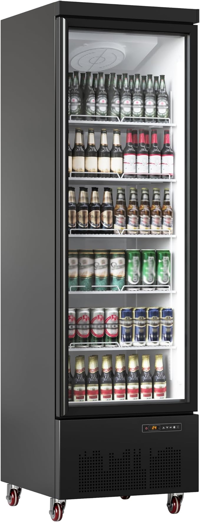 IDEALHOUSE Commercial Merchandiser Refrigerator, 17.7 Cu.Ft, Glass Door, Beverage Cooler, 5 Adjustable Shelves, Bar Fridge, Commercial Display, Large Capacity, Black, For Restaurant, Store, Bar