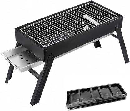 Slot Grill Collapsible, Portable Charcoal Grill with Exclusive Drawer for Easy Ash & Charcoal Add, Foldable BBQ Grills for Camping, Backyard, Picnic