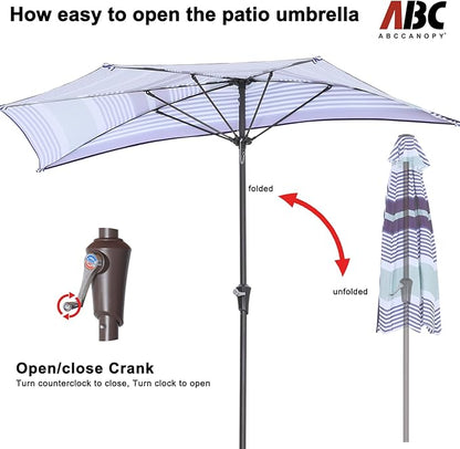 ABCCANOPY Patio Half Umbrellas 10FT (Blue Purple Stripes)