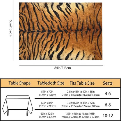 TKS MITLAN Tiger Print Tablecloth Decor Brown Black Wildlife Tiger Skin Table Cloth Dining Room Kitchen Table Cover 60" X 84" Oblong/Rectangle