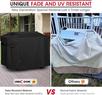 Unicook Griddle Cover Compatible with Weber 28 Inch Gas Griddle, 55" Grill Cover Compared to Weber 7771, Heavy Duty Waterproof 3 Burner Flat Top BBQ Protector with Hood, All Weather Protection, Black