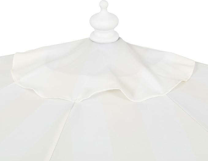 JONATHAN Y Beverly 9 ft. Striped Half Umbrella, Cream/White | Coastal Scalloped Fringe, Crank Lift, 30 Degree Manual Tilt, UV 50 Fabric Canopy, Aluminum Frame, Space Saving Design