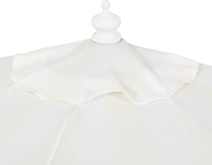 JONATHAN Y Beverly 9 ft. Striped Half Umbrella, Cream/White | Coastal Scalloped Fringe, Crank Lift, 30 Degree Manual Tilt, UV 50 Fabric Canopy, Aluminum Frame, Space Saving Design