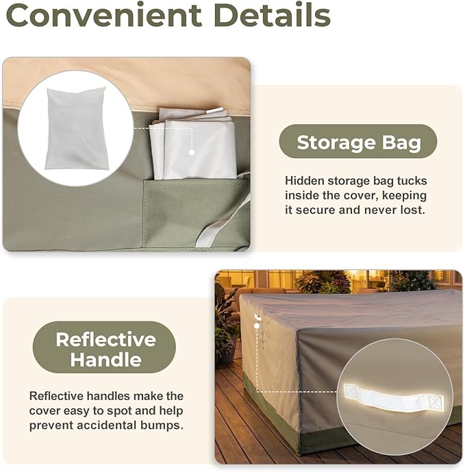BPS Patio Furniture Cover for Outdoor Table and Chairs, 600D Waterproof and Anti-UV Patio Sectional Set Cover for Outside General Purpose Furniture, 126''L x 88''W x 32''H