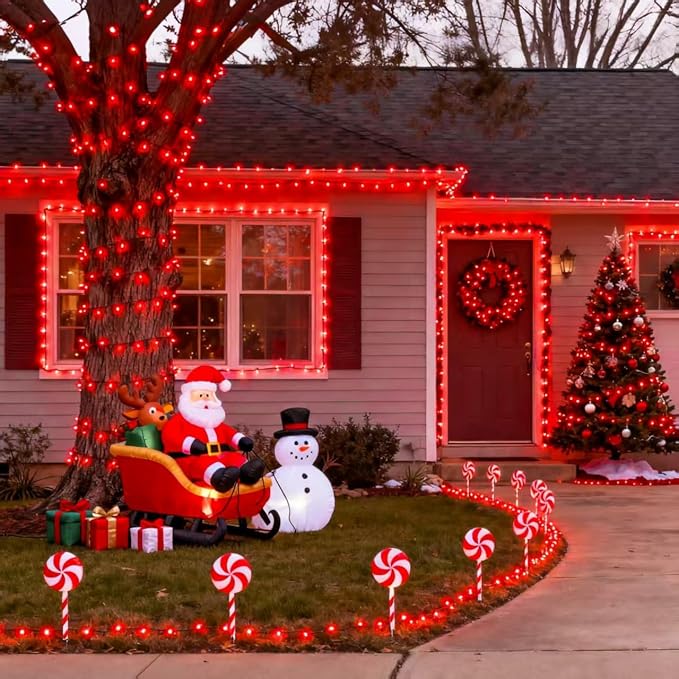 JMEXSUSS 500 LED Halloween Lights Outdoor, Red Christmas String Lights | 173ft, Plug in, Remote Control, Waterproof, 8 Modes Red Halloween Lights for Tree Party Patio Xmas Holiday Halloween Decor