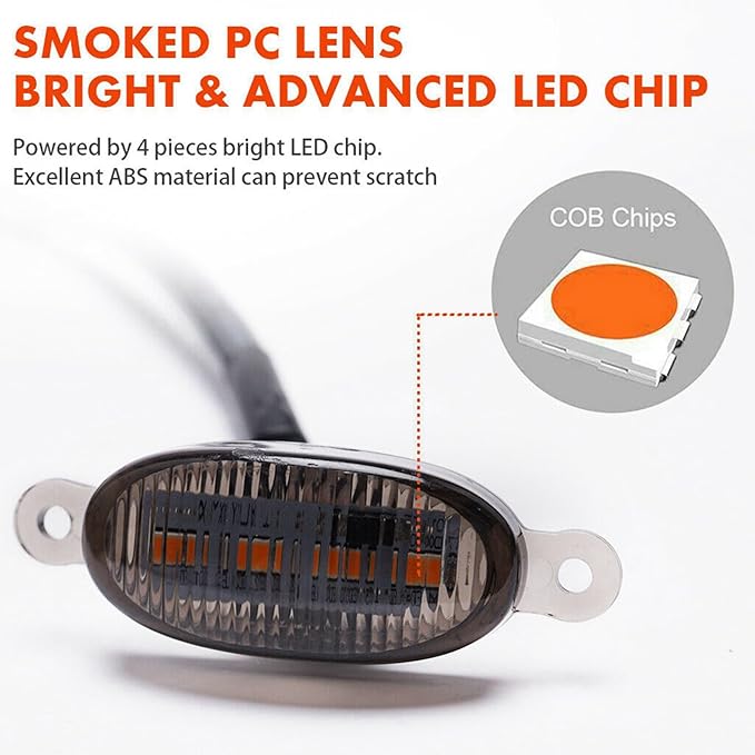 16X Style Smoked Lens Amber LED Front Grille Running Lights for 2009-2018