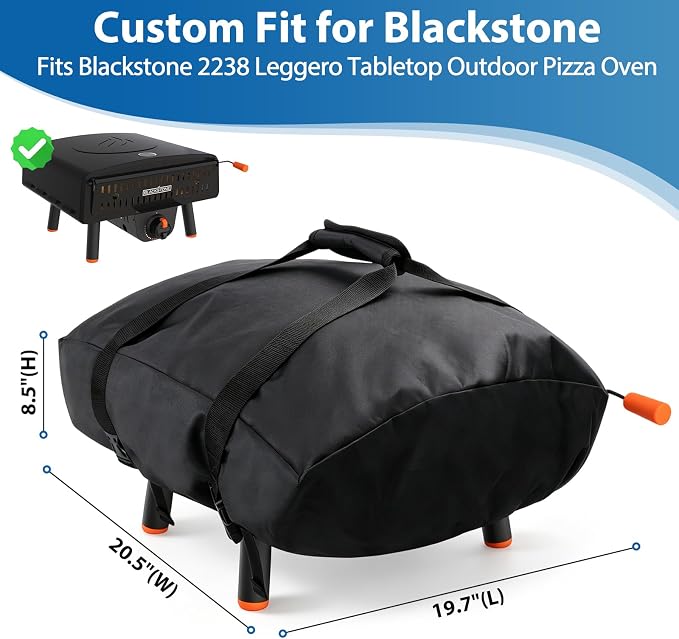 Pizza Oven Cover & Carry Bag 2-in-1 for Blackstone 2238 Leggero | Waterproof 600D cover doubles as carry bag,Fits Blackstone 2238 Leggero pizza oven,Protects during transport & storage