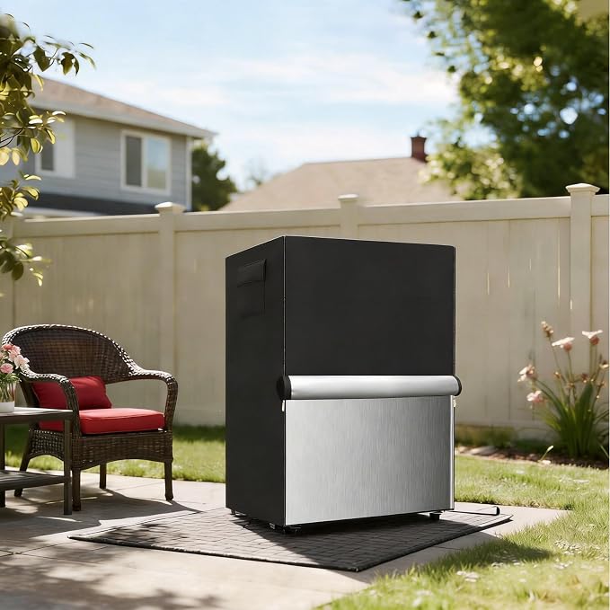 Outdoor Refrigerator Cover,600D Heavy Duty 100% Waterproof Upright Freezer Cover,Outside Stand Up Fridge Covers.Front Can Be Rolled-Up by Zippers.(Black,20" W x 20" D x 21" H)