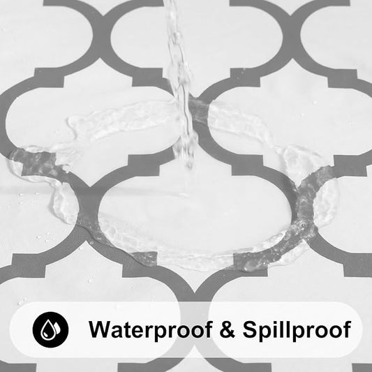 Smiry Rectangle Table Cloth, Waterproof Vinyl Tablecloth with Flannel Backing for Rectangle Tables, Wipeable Spillproof Plastic Tablecloths for Dining, Camping, Indoor and Outdoor (54"x78", White)