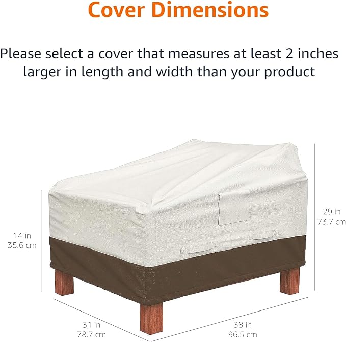 Amazon Basics Outdoor Chair and Patio Furniture Covers, Waterproof Lounge Deep Seat Covers, UV Resistant, Click-Close Straps, 31" x 38" x 29", Set of 2, Beige/Tan (Pack of 4)