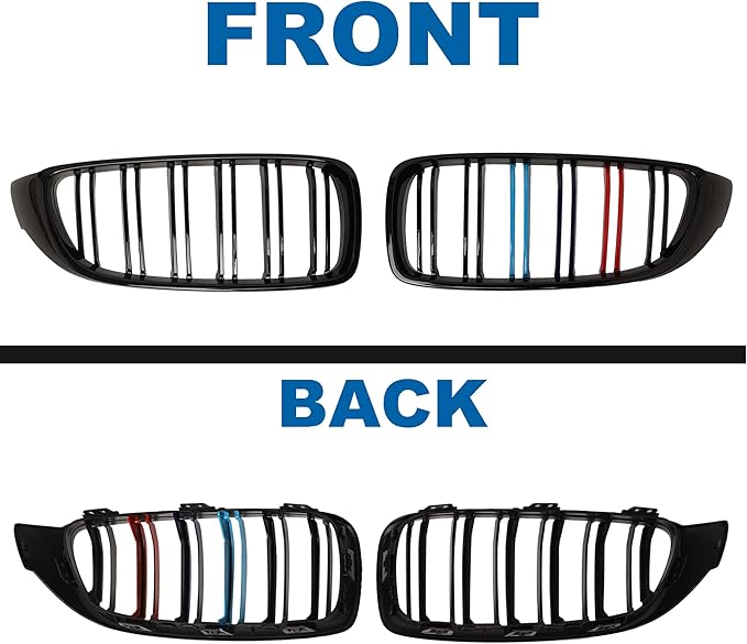 F32 Grille - Front Kidney Color Grill Compatible with BMW 4 Series F32/F33/F36 2014-2020 428i 430i 435i 440i, 2015-2019 F82 F83 M4, 3 Series F80 M3,Double Slats 2Pcs