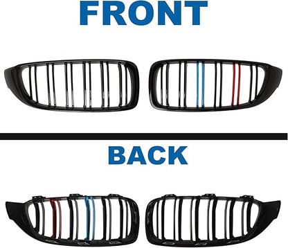 F32 Grille - Front Kidney Color Grill Compatible with BMW 4 Series F32/F33/F36 2014-2020 428i 430i 435i 440i, 2015-2019 F82 F83 M4, 3 Series F80 M3,Double Slats 2Pcs