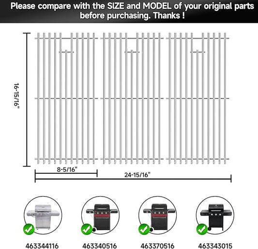 16 15/16 Inch Cooking Grates for Charbroil Advantage 463343015, 463344015, 463344116, G421-0008-W1 Advantage 3 Burner Gas 2 Coal Parts 463340516, Tru Infrared 463336016 Replacement Parts