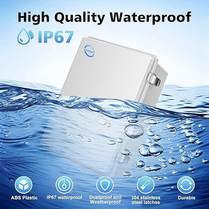 RTHIEAI Waterproof Outdoor IP67 Junction Box (13.8"x9.8"x5.9") with Mounting Plate, Hinged Grey Cover and Wall Brackets - Weatherproof ABS Plastic Electrical Enclosure for DIY Projects (350x250x150mm)