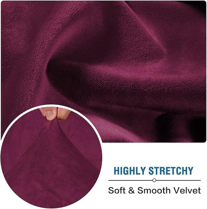 H.VERSAILTEX Velvet Stretch Couch Cushion Cover Plush Cushion Slipcover for Chair Cushion Furniture Protector Seat Cushion Sofa Cover (1 Piece Armchair Cushion Covers, Burgundy)